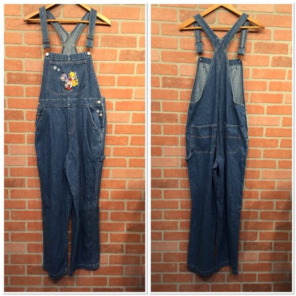 Vintage 90s Disney Store Winnie The Pooh Denim Overalls Embroidered Eeyore